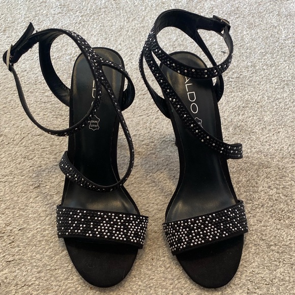 Aldo Shoes - Aldo Studded Black Suede Heels Size Great Condition!